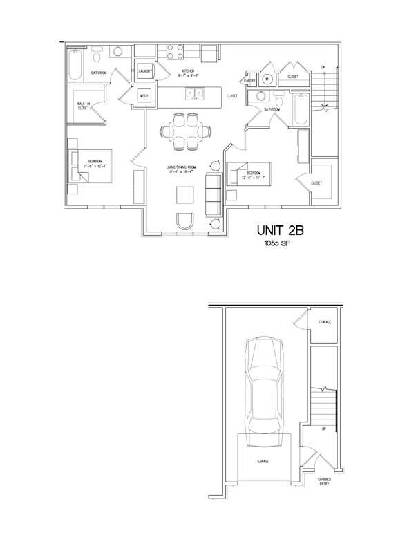 2B-1055sqft Floor Plan at The Villages at Belle Hill, Elkton