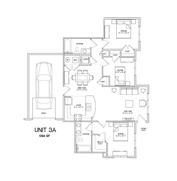 3A-1094sqft Floor Plan at The Villages at Belle Hill, Elkton, MD, 21921