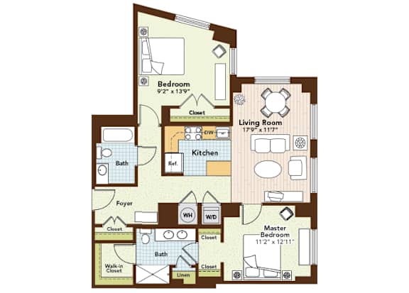 Amethyst Floorplan at Argent Apartments, Maryland 20910