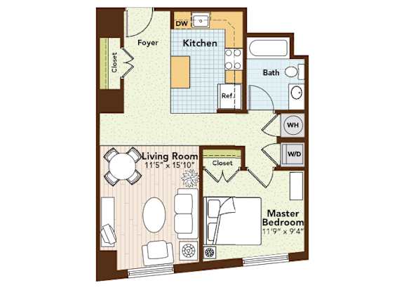 Azure Floorplan at Argent Apartments, Silver Spring