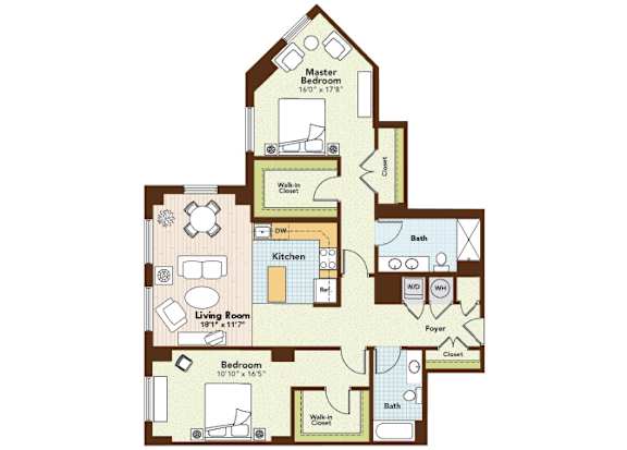 Ebony Floorplan at Argent Apartments, Silver Spring, 20910