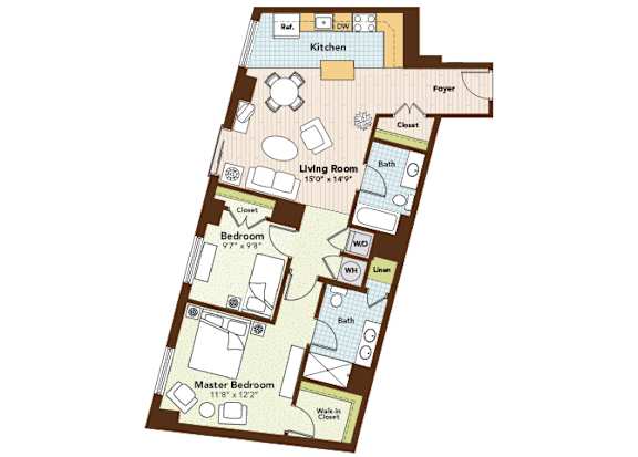 Opal Floorplan at Argent Apartments, Silver Spring