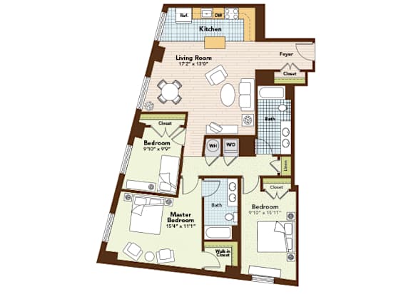 Turquoise Floorplan at Argent Apartments, Silver Spring, 20910
