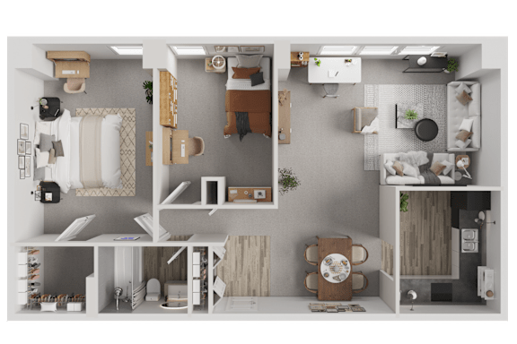 A series of images showing different room layouts.
