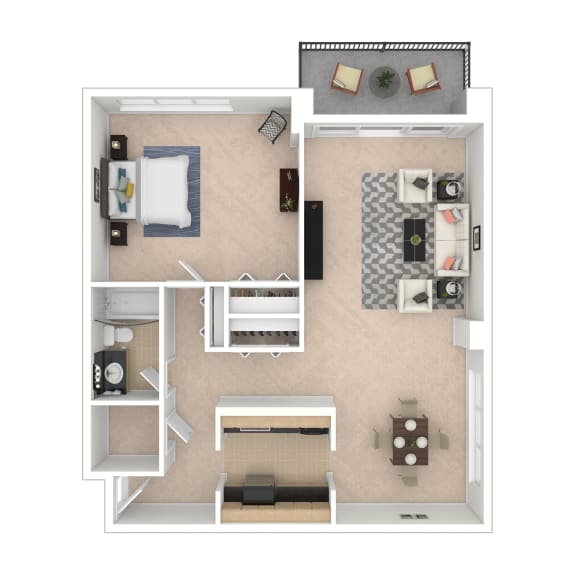 1 Bedroom Floor Plan Image 840 sq ft at Cole Spring Plaza, Maryland