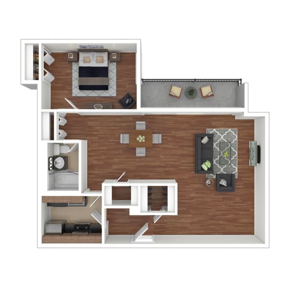 1 Bedroom 1 Bathroom Floor Plan at Colesville Towers Apartments, Maryland