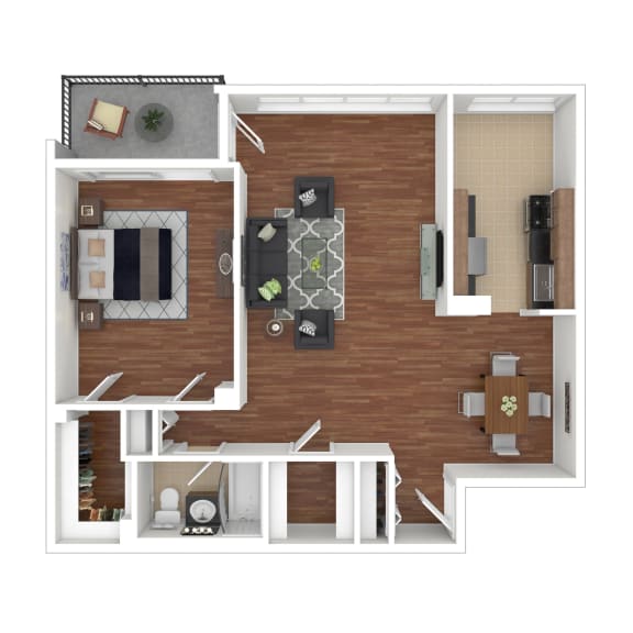 1 Bedroom Floor Plan at Colesville Towers Apartments, Maryland 20910