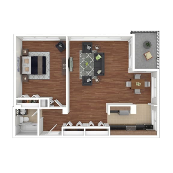1 Bedroom 1 Bath Floor Plan at Colesville Towers Apartments, Silver Spring