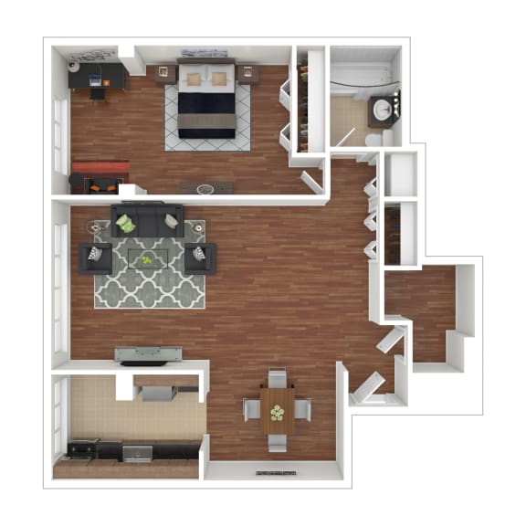 1 Bed 1 Bath Floor Plan at Colesville Towers Apartments, Silver Spring, Maryland