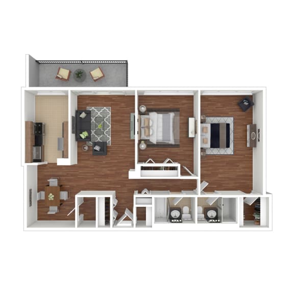 2 Bedroom Floor Plan | 1,188 Sq. Ft. at Colesville Towers Apartments, Maryland