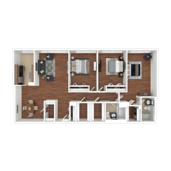 3 Bed 2 Bath Floor Plan | 1,340 Sq. Ft. at Colesville Towers Apartments, Maryland 20910