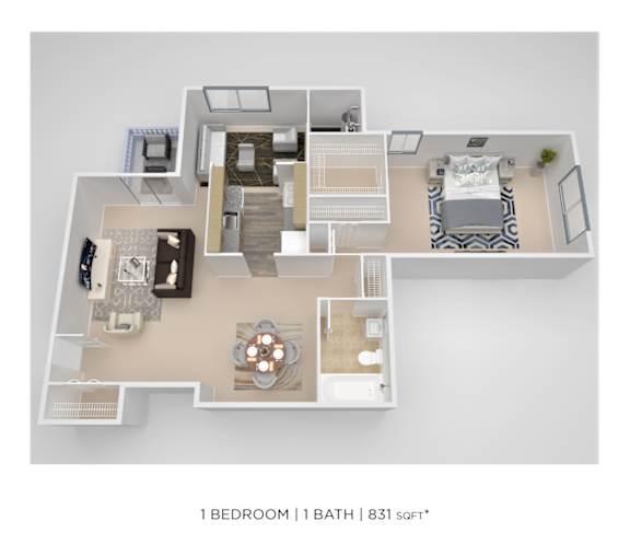 1BR 1 BA 831 sqft at Columbia Pointe, Columbia, Maryland