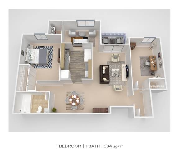 1BR 1 BA Den 994 sqft at Columbia Pointe, Maryland