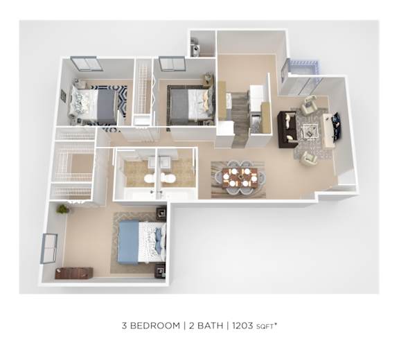 3 BR 2 BA 1203 sqft at Columbia Pointe, Columbia, MD, Maryland