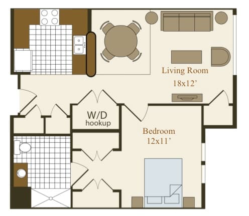 The Crain Floor Plan at Hammarlee House Apartments, Glen Burnie, MD