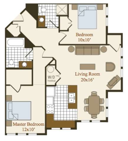 The Marley Floor Plan at Hammarlee House Apartments, Maryland, 21060