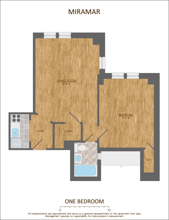 2RB Floor Plan at Miramar, Washington, DC, 20005