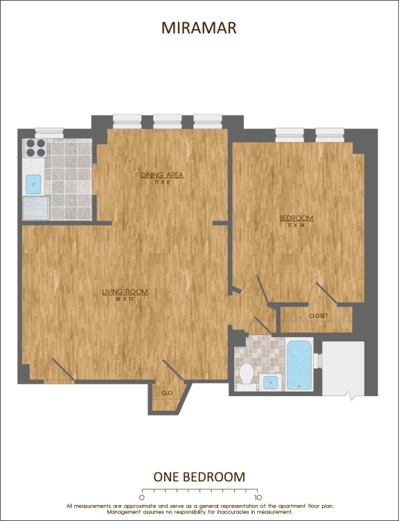 3RB Floor Plan at Miramar, Washington, 20005