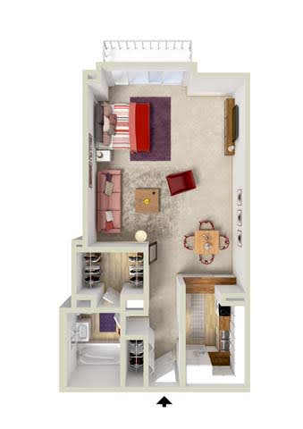 Studio 1 bath at Charlestowne North Apartments, Greenbelt, MD