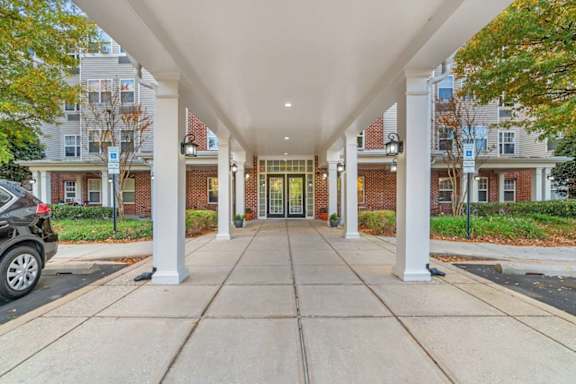 Long covered walkway at River Point Apartments, Essex, 21221