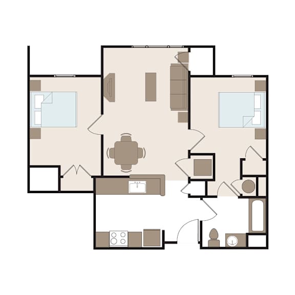 The Russell Floor Plan at Chapel Springs Apartments, Perry Hall