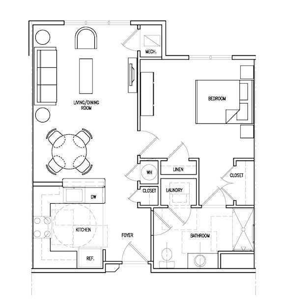 1Bedroom Floor Plan at Perryman Station Apartments, Maryland, 21001