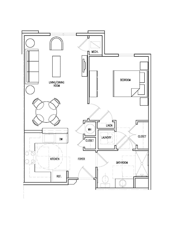 1Bd 1Ba Floor Plan at Perryman Station Apartments, Maryland