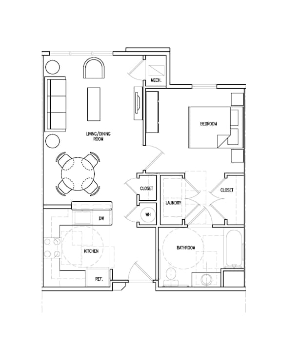 Unit-1E-UFAS Floor Plan at Perryman Station Apartments, Aberdeen, Maryland