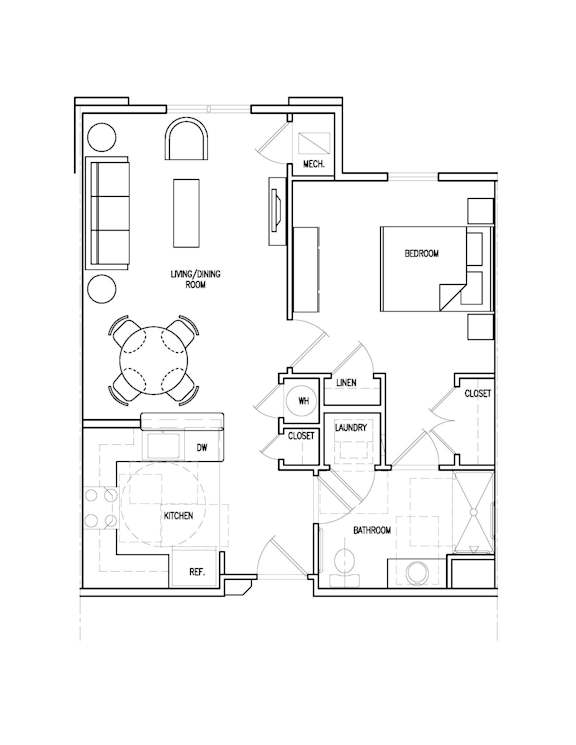 1Bath 1Bed Floor Plan at Perryman Station Apartments, Aberdeen, 21001
