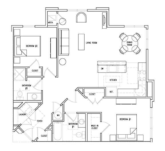 2B2B Floor Plan at Perryman Station Apartments, Aberdeen, MD, 21001