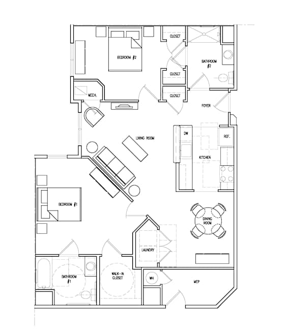 Unit-2C-UFAS Floor Plan at Perryman Station Apartments, Maryland, 21001