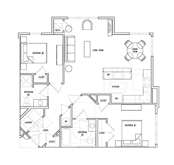 Unit-2D-UFAS Floor Plan at Perryman Station Apartments, Maryland
