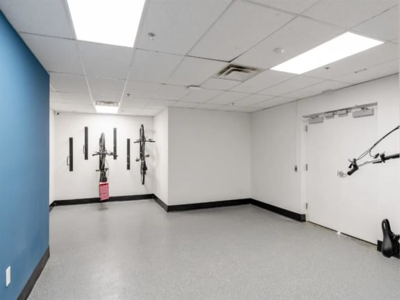 a large room with martial arts equipment on the wall at The James On Merrimac, Williamsburg, VA 23185