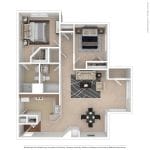 an open floor plan with a bedroom and a living room