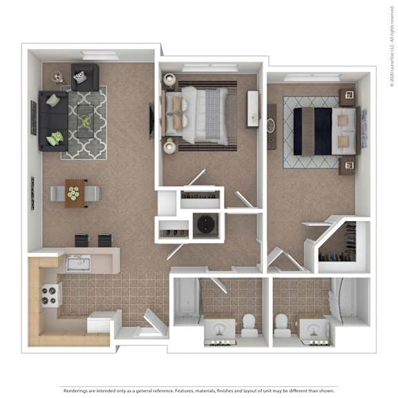 A floor plan of a small apartment with a kitchen, living room, and bathroom.