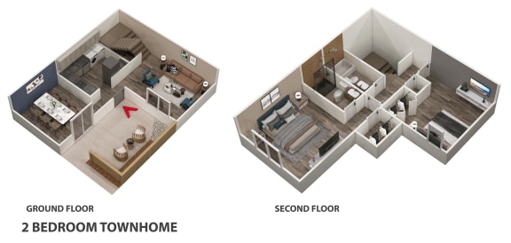 Floor Plan  2 Bed 2 Bath 1090sqft at The Cobb Apartments-Townhomes, Austell, GA, 30168