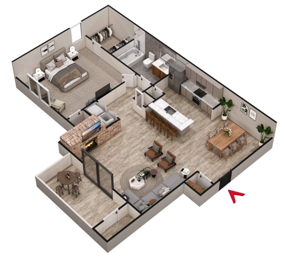 1 bed 1 bath A2 Floor Plan at Keita 1875, Georgia 30349