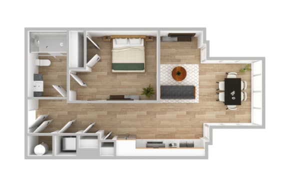 a floor plan of a house with a bedroom and a living room at The 600 Apartments, Birmingham, 35203
