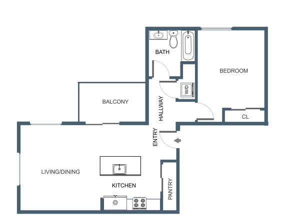 Floor Plan  1  bed 1 bathA6 Floor Plan at Latitude at South Portland Apartment, Maine, 04106