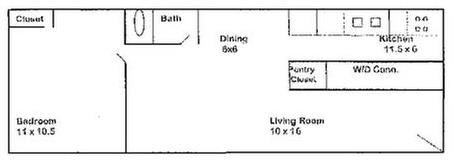 1Bed 1 bath floor planat The Cleo Apartments, Athens, AL, 35611