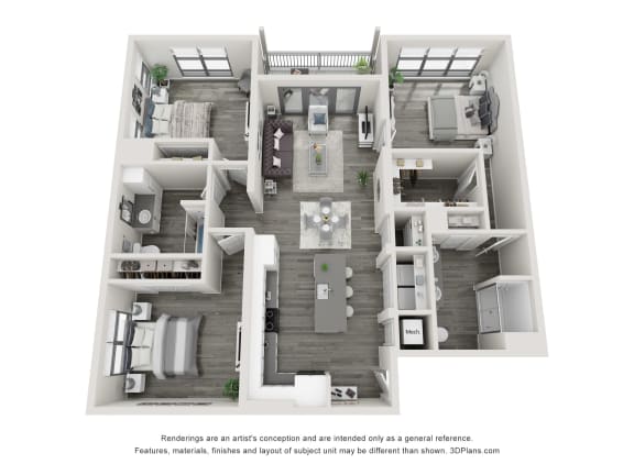 a floor plan of a 3 bedroom192 sq ft house