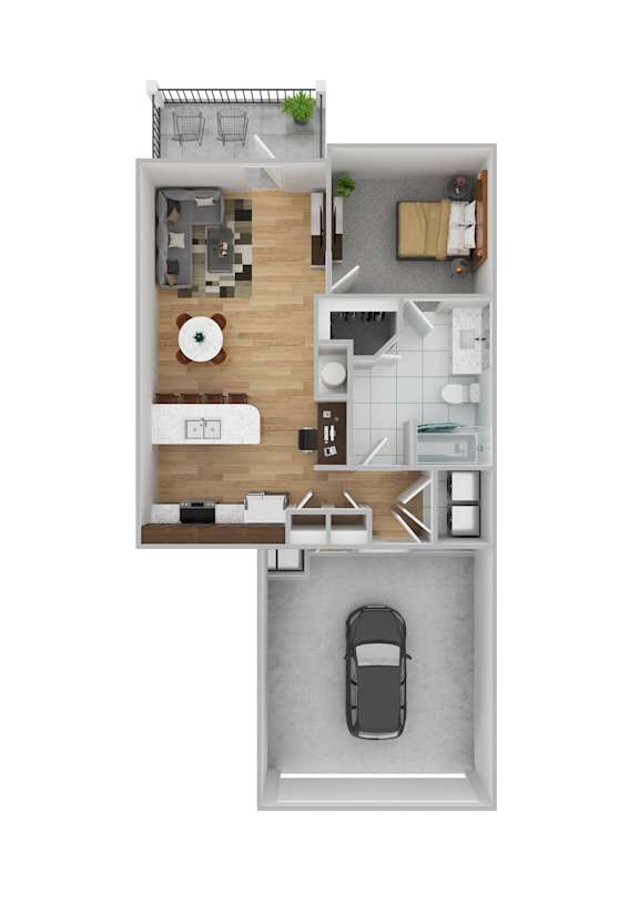 the bungalow floor plan with bedroom and living room and dining room and kitchen