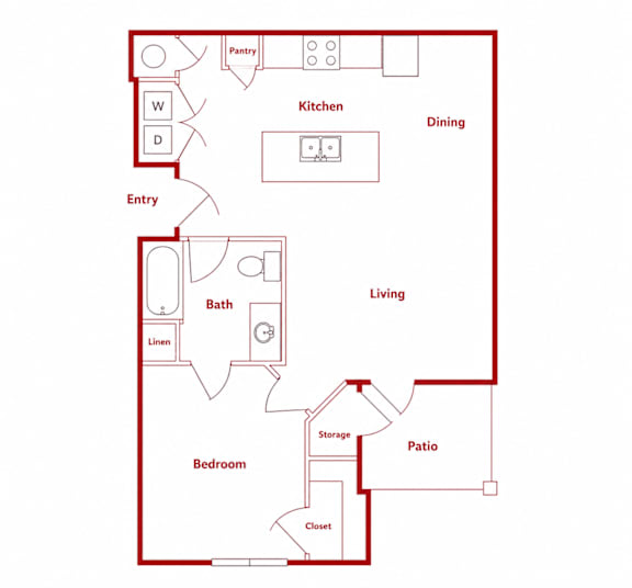 A floor plan of a house with labeled rooms such as kitchen, living room, and bathroom.