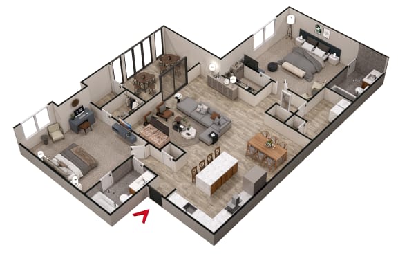 2 bed 2 bath B4 Floor Plan at Keita 1875, College Park, GA 30349