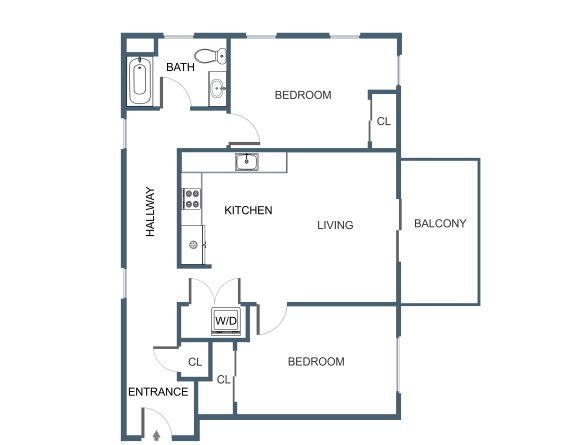 Two Bedroom One Bathroom at Latitude at South Portland, Portland, ME