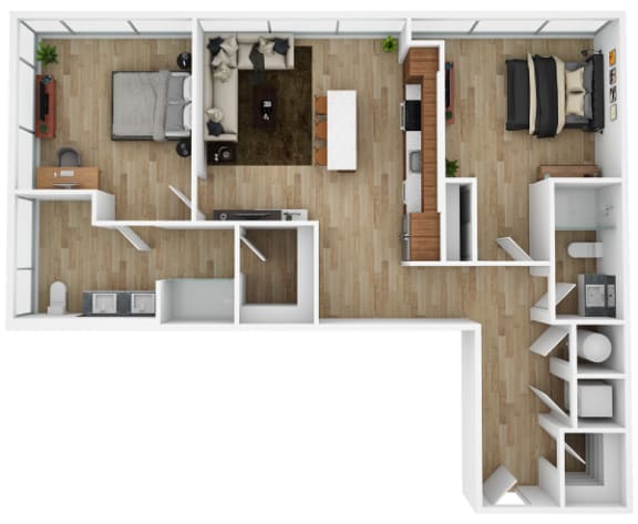 a floor plan of a house with a bedroom and a living room  at The 600 Apartments, Birmingham, AL 35203