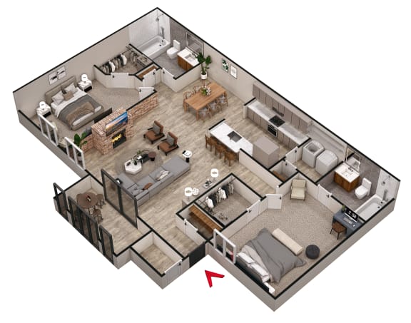 2 bed 2 bath B5 Floor Plan at Keita 1875, Georgia