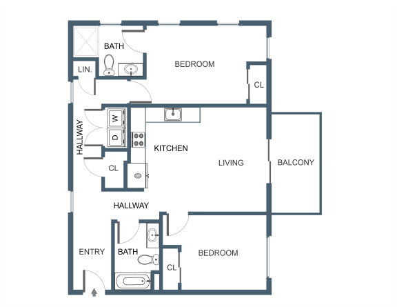 C10 Two Bedroom Two Bathroom Floor Plan at Latitude at South Portland Apartment, Maine, 04106