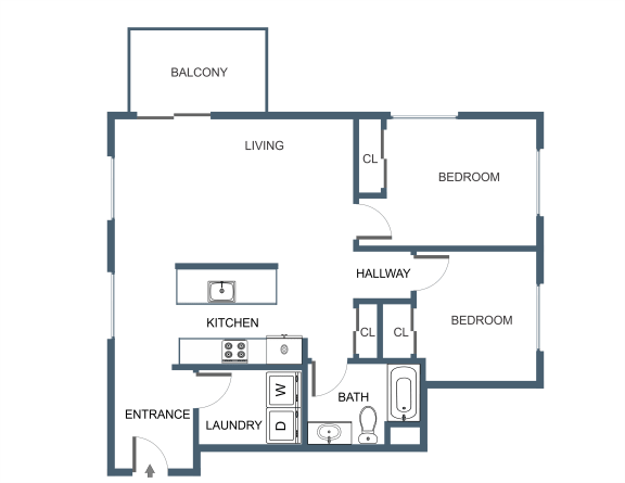 Two Bedroom Two BathroomC14 Floor Planat Latitude at South Portland Apartment, Maine, 04106