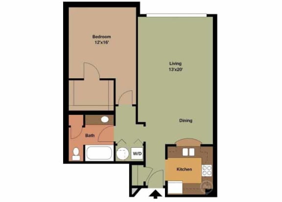 a floor plan of a room with an open floor at Carisbrooke at Manchester Apartments, New Hampshire